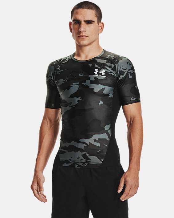 Men's UA Iso-Chill Compression Printed Short Sleeve, Black, pdpMainDesktop image number 0